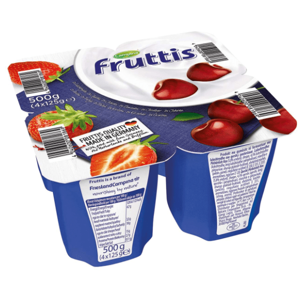 Voćni jogurt CAMPINA Fruttis jagoda trešnja 4,5% 125g 0