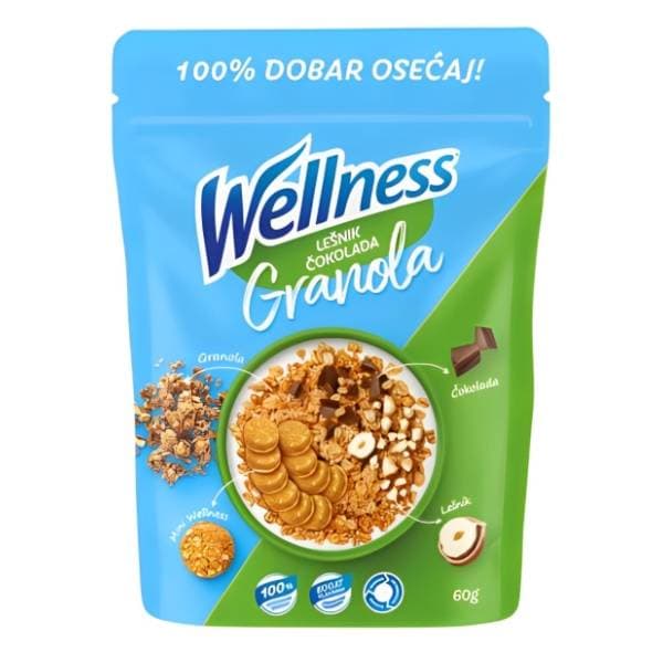 WELLNESS granola lešnik čokolada 60g 0