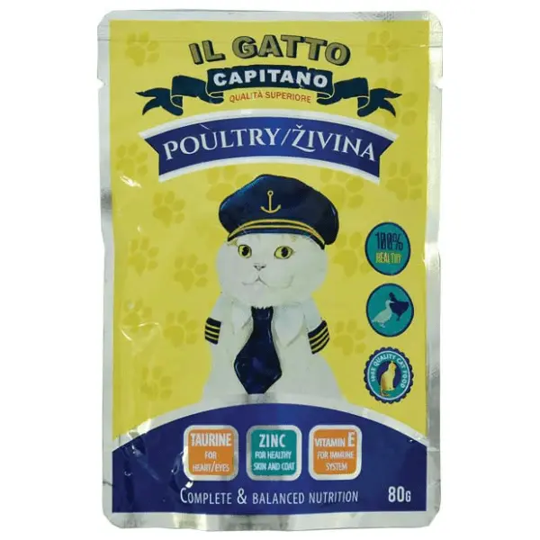 Hrana za mačke IL GATTO CAPITANO živina džigerica 80g 0