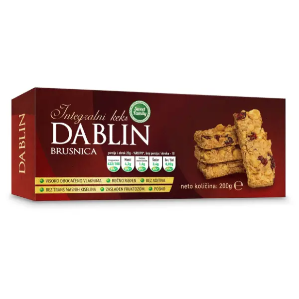 Integralni keks SWEET FAMILY Dablin 200g 0