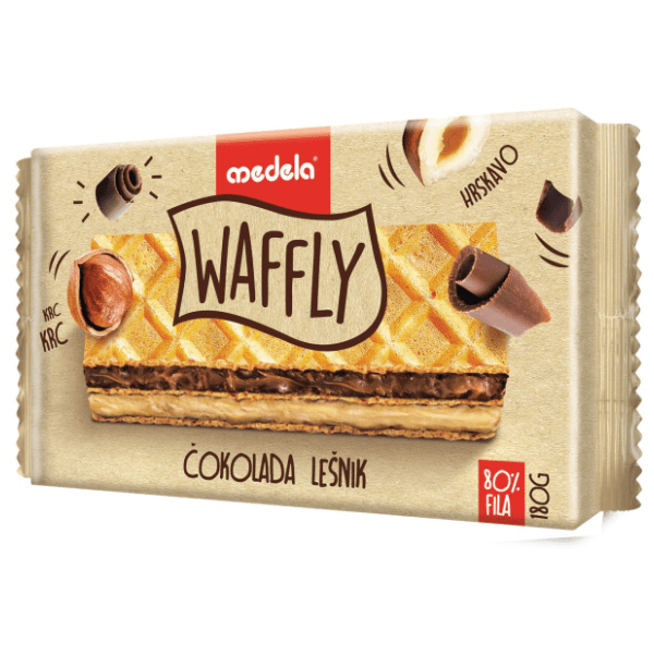 Napolitanke MEDELA Waffly čokolada lešnik 180g 0