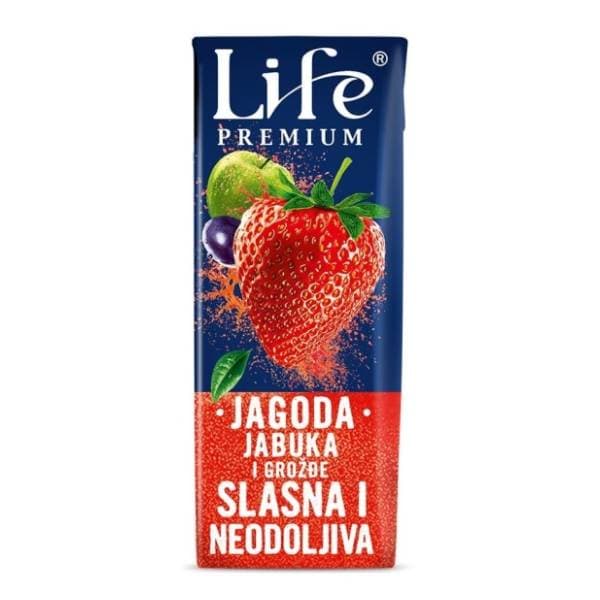 Voćni sok NECTAR Life premium jagoda jabuka i grožđe 200ml 0