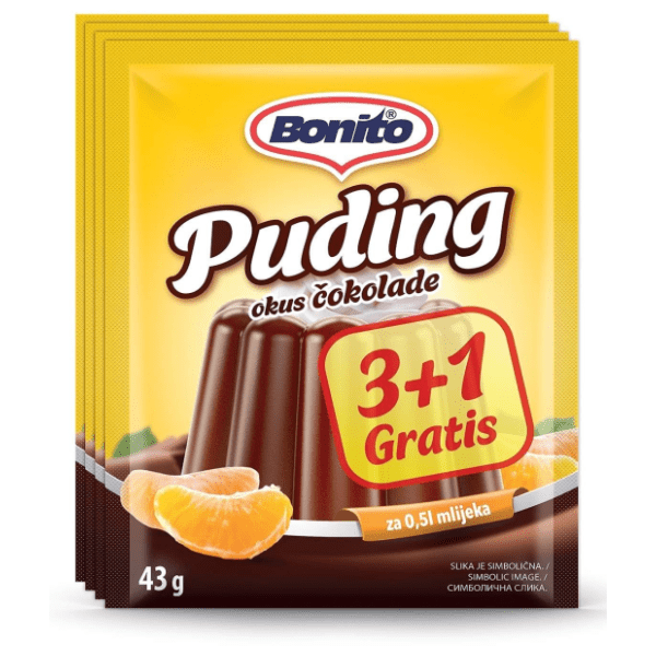 Puding čokolada BONITO 172g 3+1 gratis 0