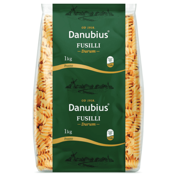 Testenina fusilli durum DANUBIUS 1kg 0