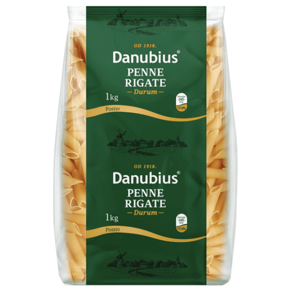 Testenina penne rigate durum DANUBIUS 1kg 0