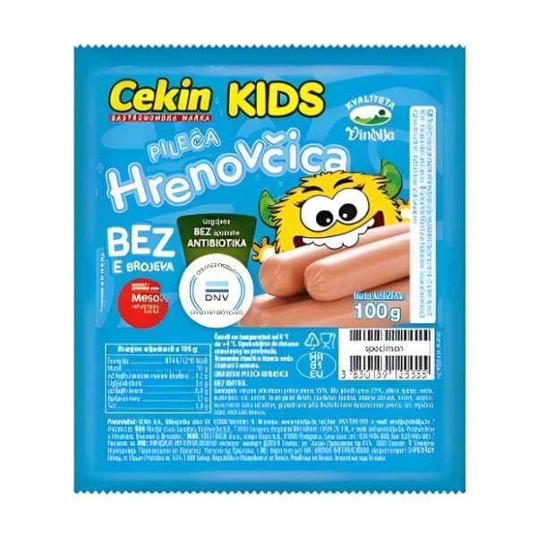 Viršle CEKIN kids hrenovke 100g 0