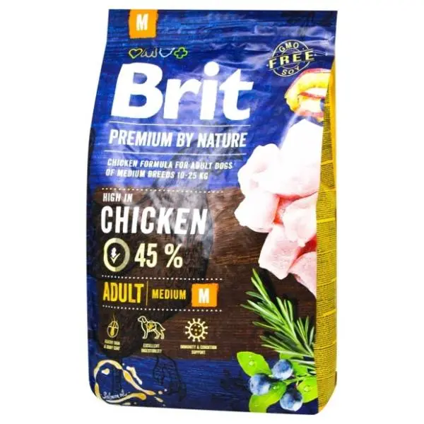 BRIT Premium by nature adult medium hrana za pse piletina 3kg 0