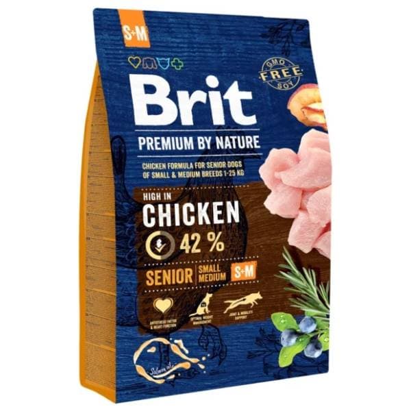 BRIT Premium by nature senior small&medium piletina 3kg 0