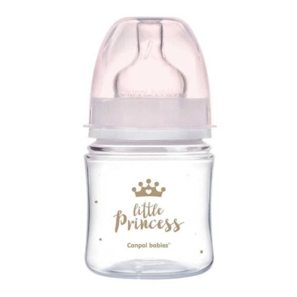 CANPOL BABIES Wide Neck Royal Baby flašica 120ml roze 0