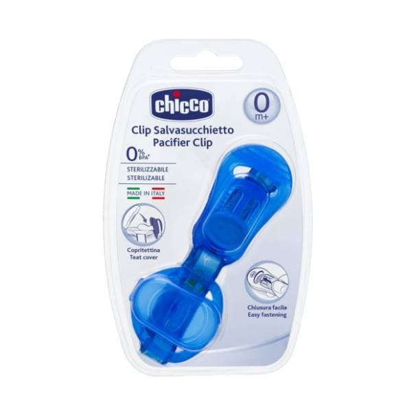 CHICCO lančić za lažu sa poklopcem plavi 2