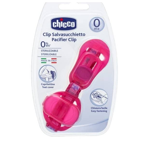 CHICCO lančić za lažu sa poklopcem roze 3