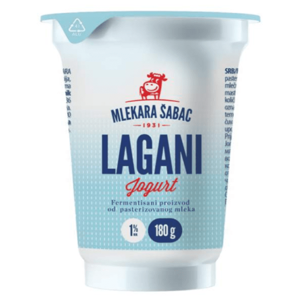 Jogurt lagani 1%mm MLEKARA ŠABAC 180g 0