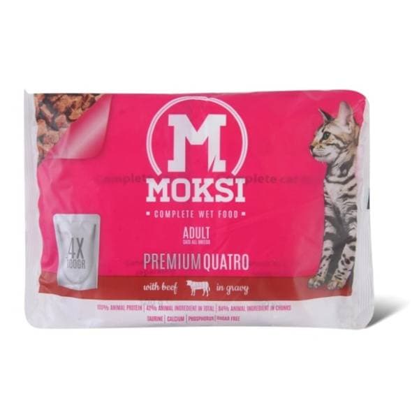 MOKSI hrana za mačke govedina 4x100g 0
