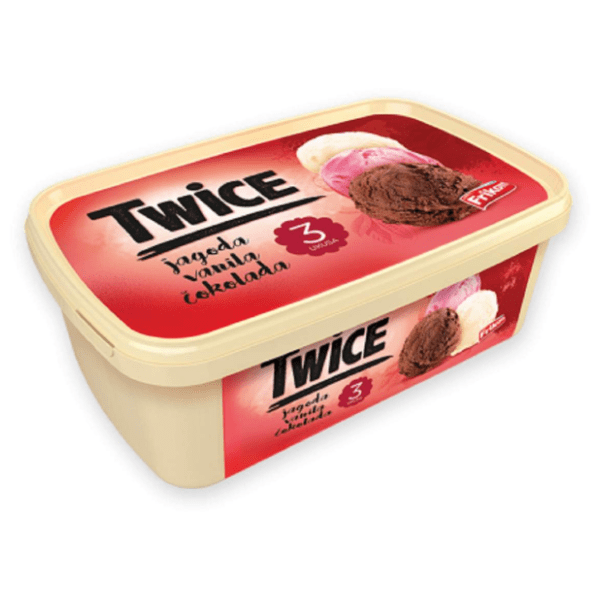 Sladoled FRIKOM Twice vanila čokolada jagoda 1700ml 0