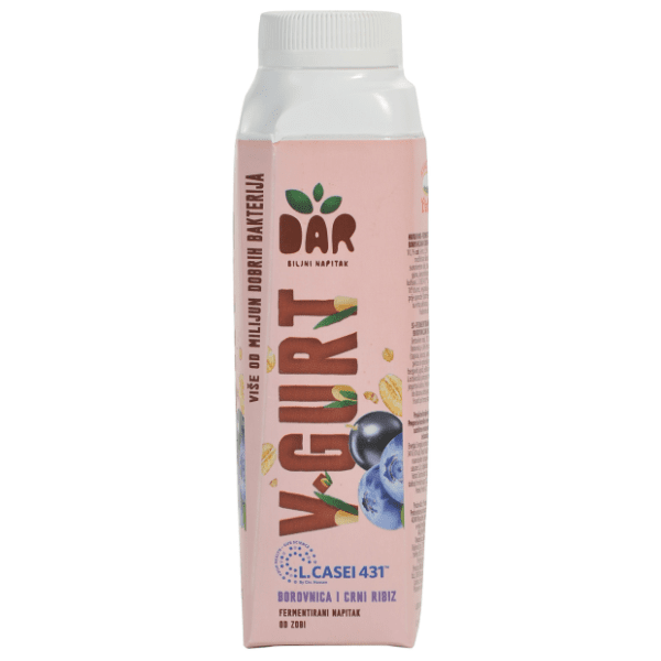 Veganski voćni jogurt DAR V-gurt borovnica crna ribizla 330g 0