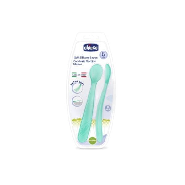 CHICCO silikonska kašika (6m+) 2kom plava 1