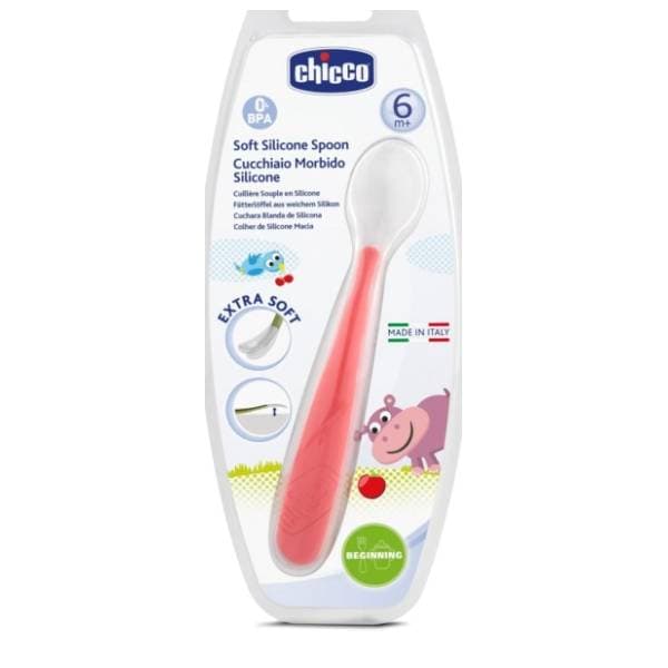 CHICCO silikonska kašika (6m+) crvena 1kom 1