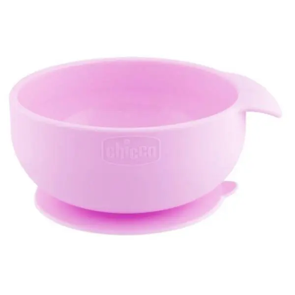 CHICCO Vakumski silikonski tanjir (6m+) roze 0