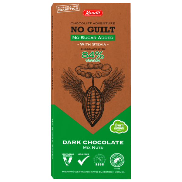 Crna čokolada KANDIT no guilt mix nuts 84% 80g 0