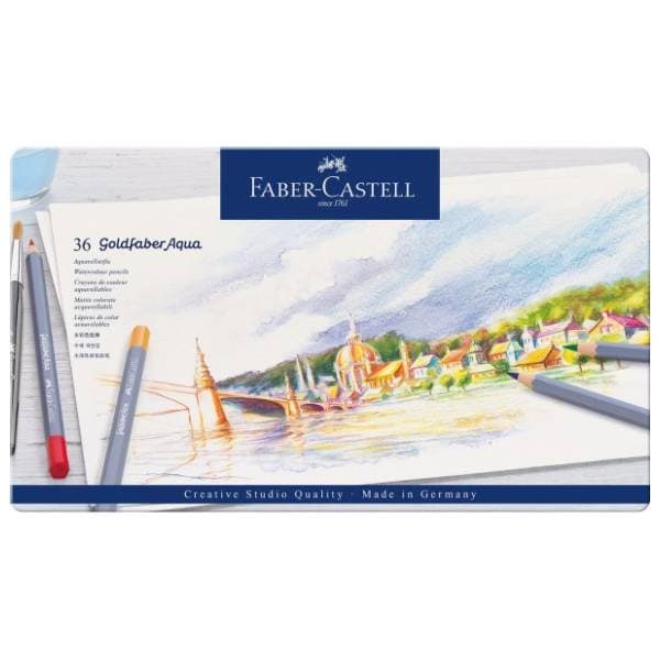 Drvene boje FABER CASTELL goldfaber aqua metalna kutija 36kom 0
