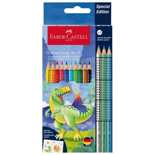 Drvene boje FABER CASTELL grip dinosaurus + metallic 10+3kom 0