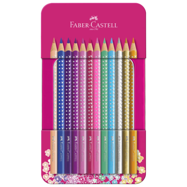 Drvene boje FABER CASTELL sparkle metalna kutija 12kom 0