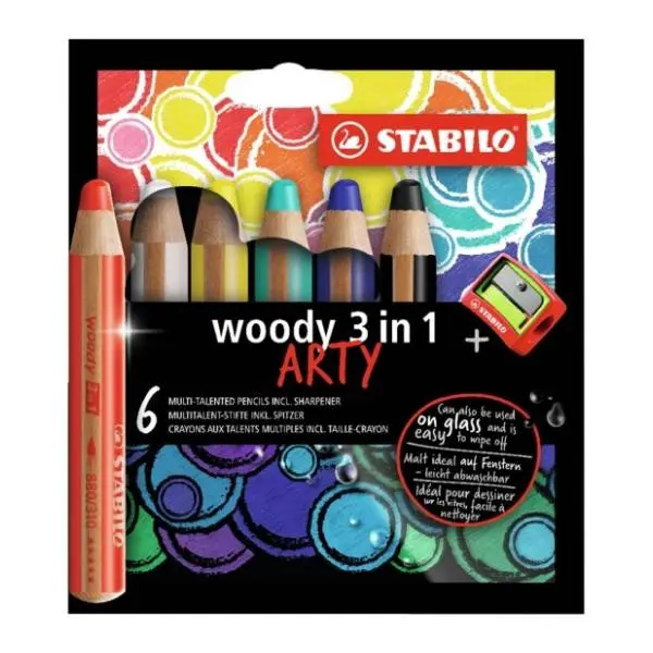 Drvene boje STABILO woody arty set 3u1 6kom + zarezač 0