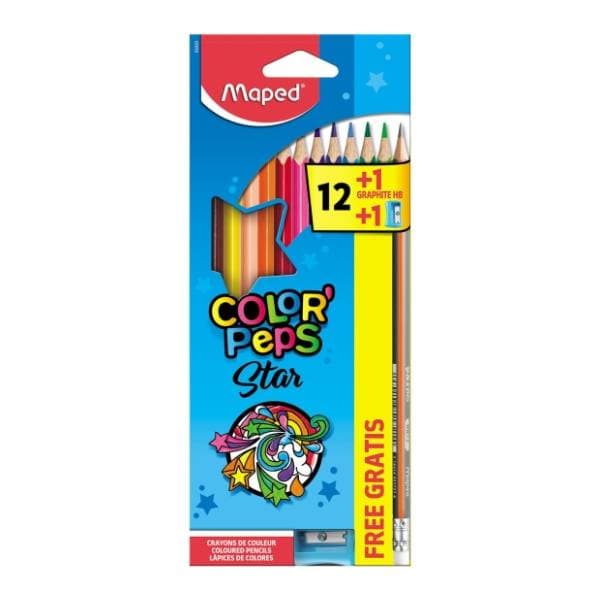 Drvene bojice MAPED color peps 12kom + olovka i zarezač gratis 0