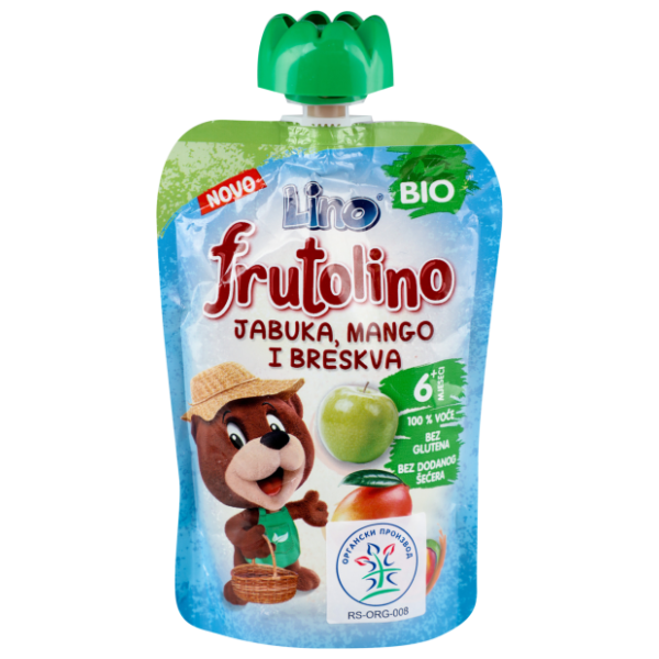 LINO bio kašica Frutolino jabuka mango breskva 100g 0