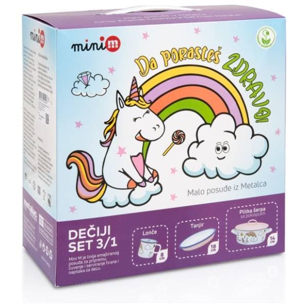 METALAC Dečiji set 3u1 Unicorn (plitka šerpa, tanjir, lonče) 1