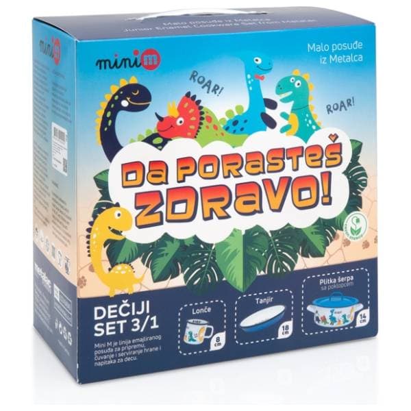 METALAC Dečiji set 3u1 Dinosaurus (plitka šerpa, tanjir, lonče) 1
