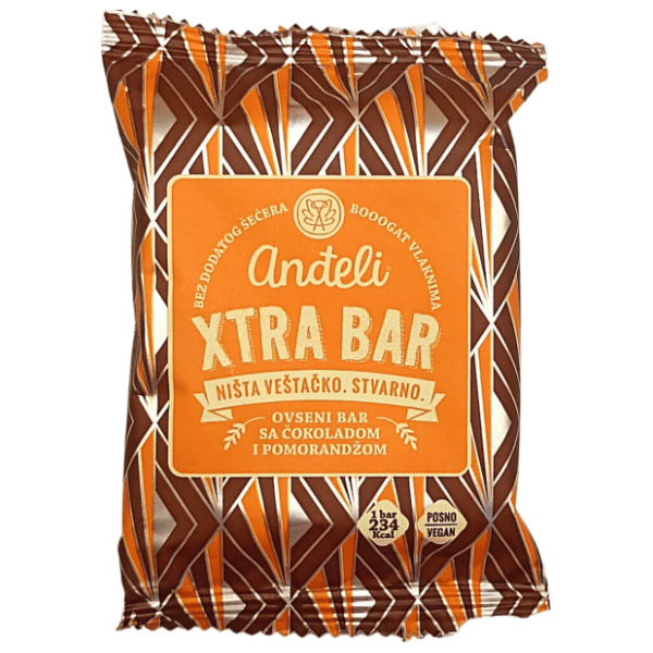 Ovseni bar ANĐELI Xtra crna čokolada i pomorandža 60g 0