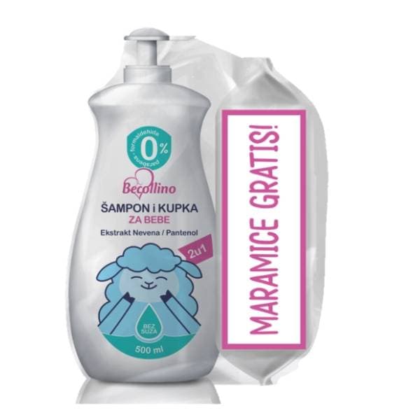 BECOLLINO 2u1 kupka i šampon za bebe 500ml + vlažne maramice 60kom gratis 0