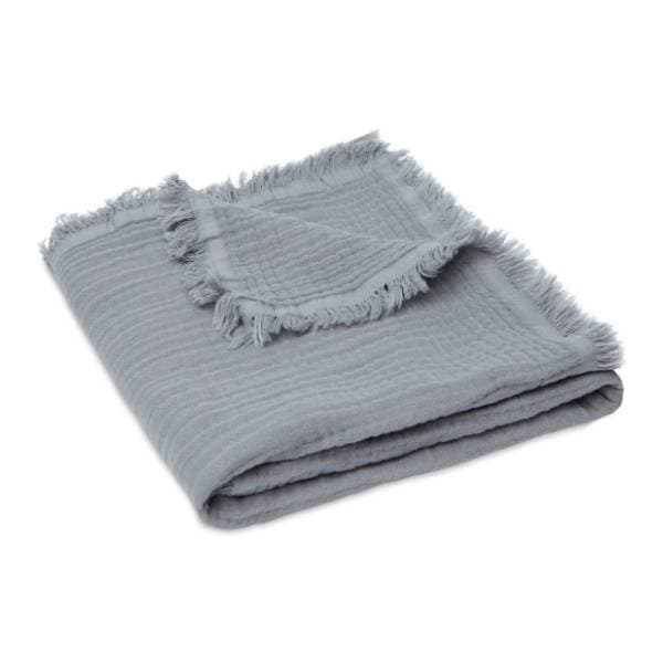 JOLLEIN Muslin prekrivač Fringe deken 75 x 100 cm sivi 0