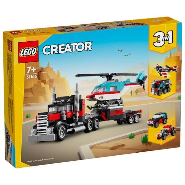 LEGO Creator 3in1 kamion s ravnom platformom i helihopterom 31146 0