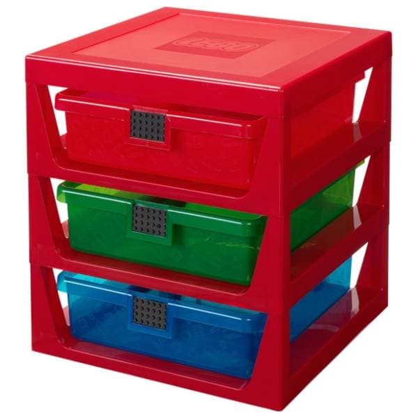 LEGO polica sa 3 fioke i podlogom za gradnju crvena 0