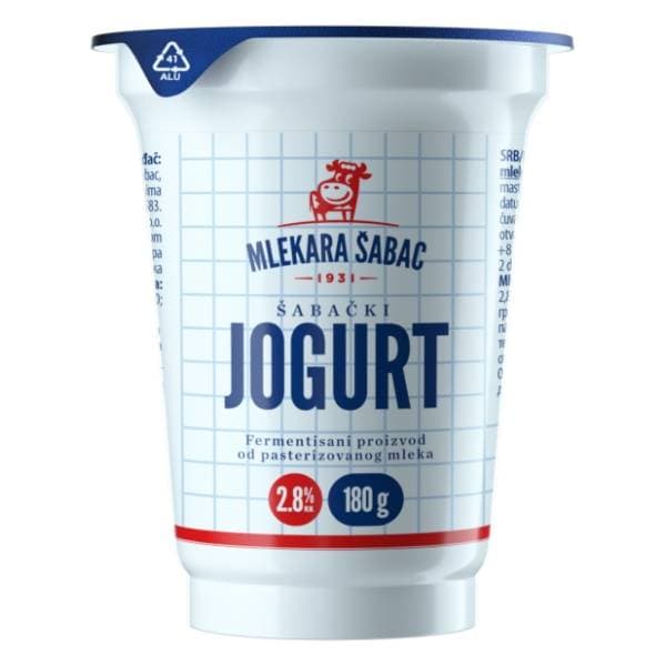 Jogurt MLEKARA ŠABAC 2,8%mm 180g 0