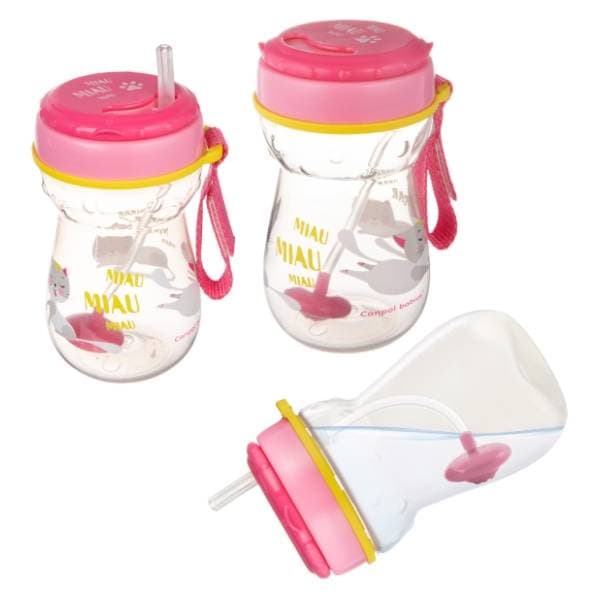 CANPOL BABIES šolja sa slamčicom Cat 350ml roze 1