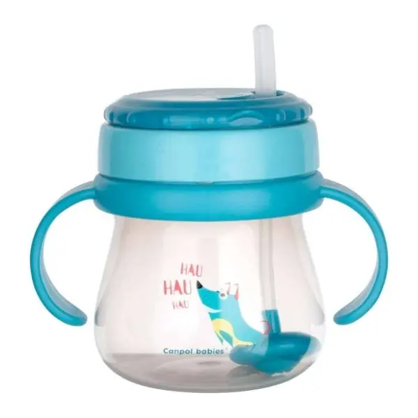 CANPOL BABIES šolja sa slamčicom Dog 250ml plava 0