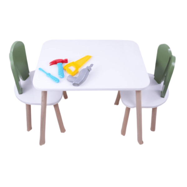 HANAH HOME dečiji sto sa dve stolice Bunny green white 0