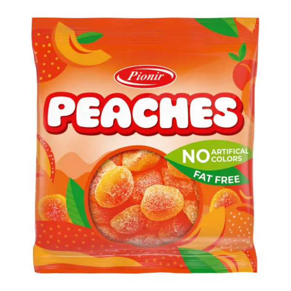 Bombone gumene PIONIR Gummy peaches 100g 0