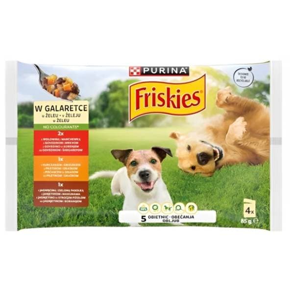 FRISKIES Adult govedina piletina i jagnjetina u želeu 4x85g 0