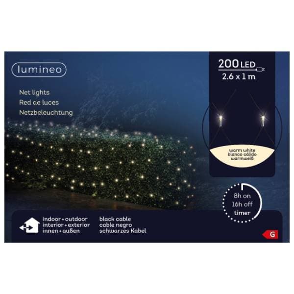 Mreža lampica za jelku sa 200 LED dioda toplo belih Lumineo 1