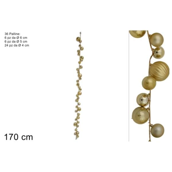 Novogodisnja girlanda sa 36 kugli 170cm zlatna 1