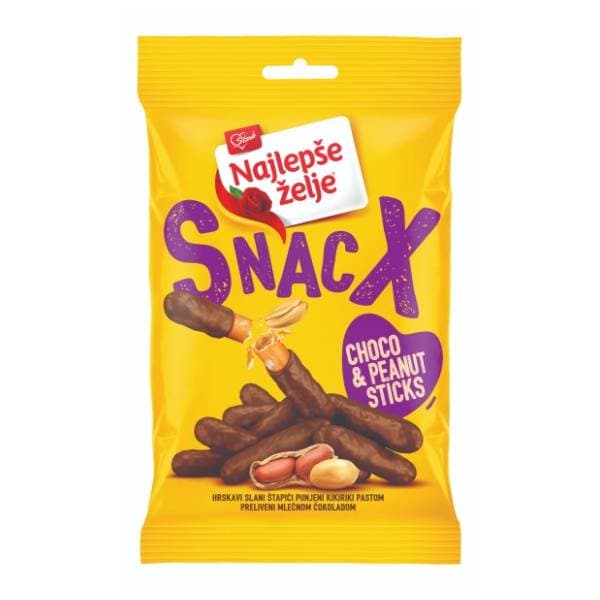 Čokoladni sticks NAJLEPŠE ŽELJE SnacX kikiriki 80g 0