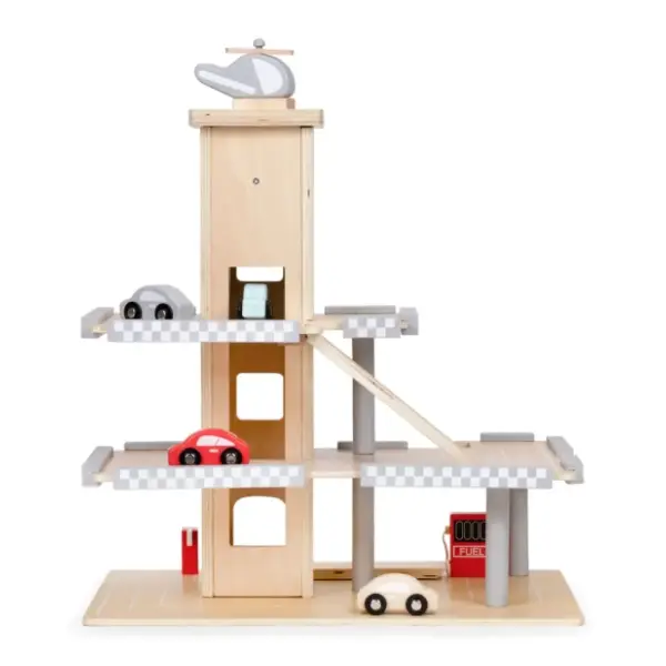 Drvena garaža sa parkingom, liftom i automobilima ECO TOYS 0