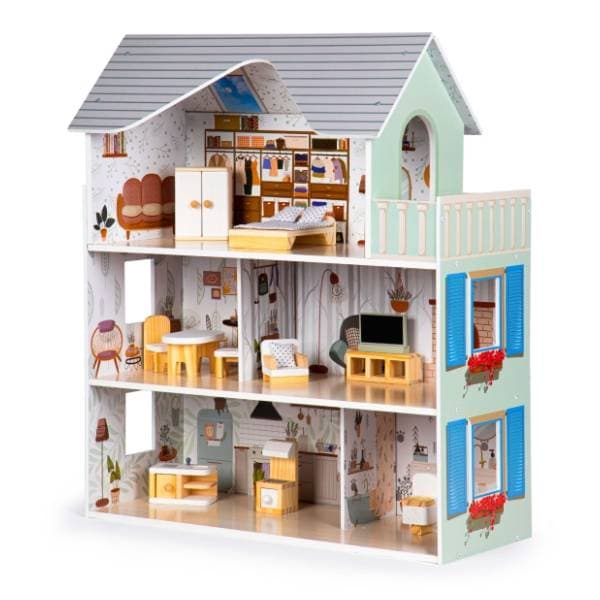 Drvena kućica za lutke sa nameštajem Emma residence ECO TOYS 0