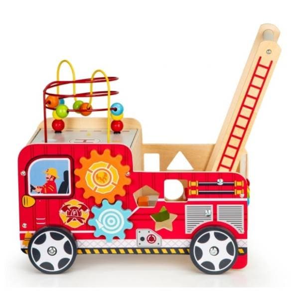 Edukativna drvena guralica sa kockama Vatrogasac ECO TOYS 1
