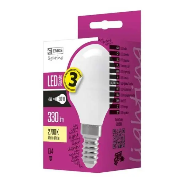 EMOS LED sijalica E14 4W Classic mini globe WW ZQ1210 0