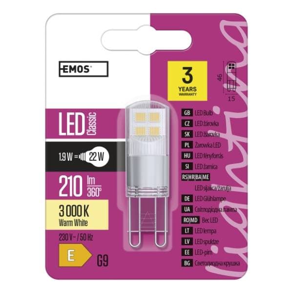 EMOS LED sijalica G9 1,9W Classic JC WW ZQ9526 0